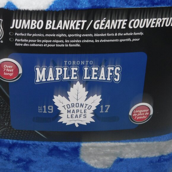 NHL Toronto Maple Leafs Hockey Jumbo Plush Fleece Blanket NEW 62" x 90" - Picture 4 of 6